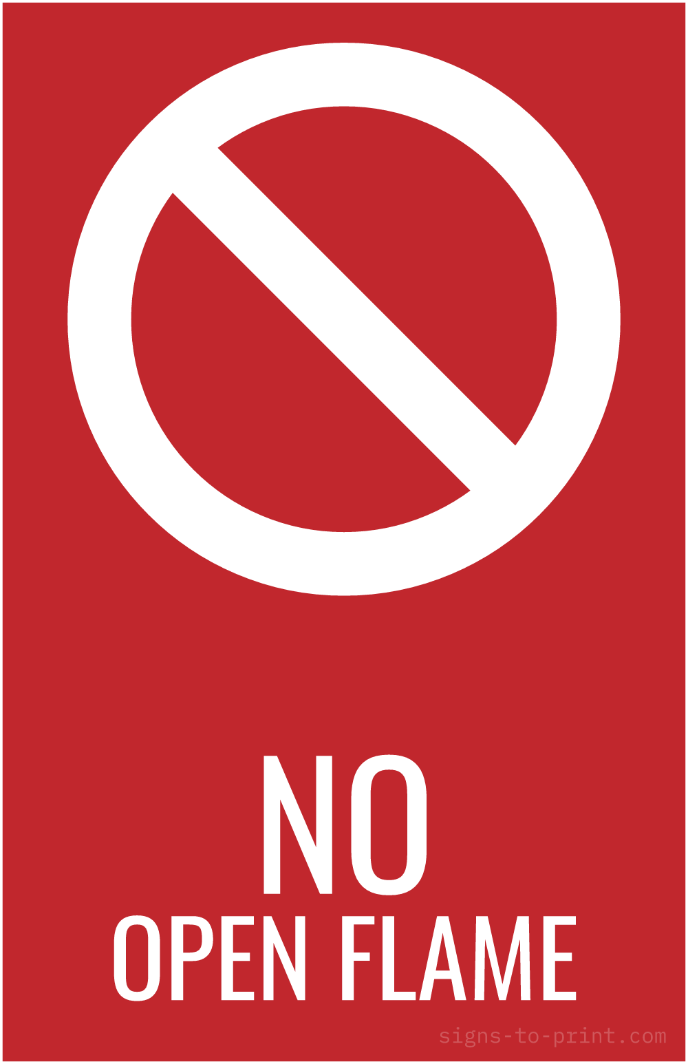 Free printable No Open Flame 11 x 17 sign, Red / White, 11 x 17 download