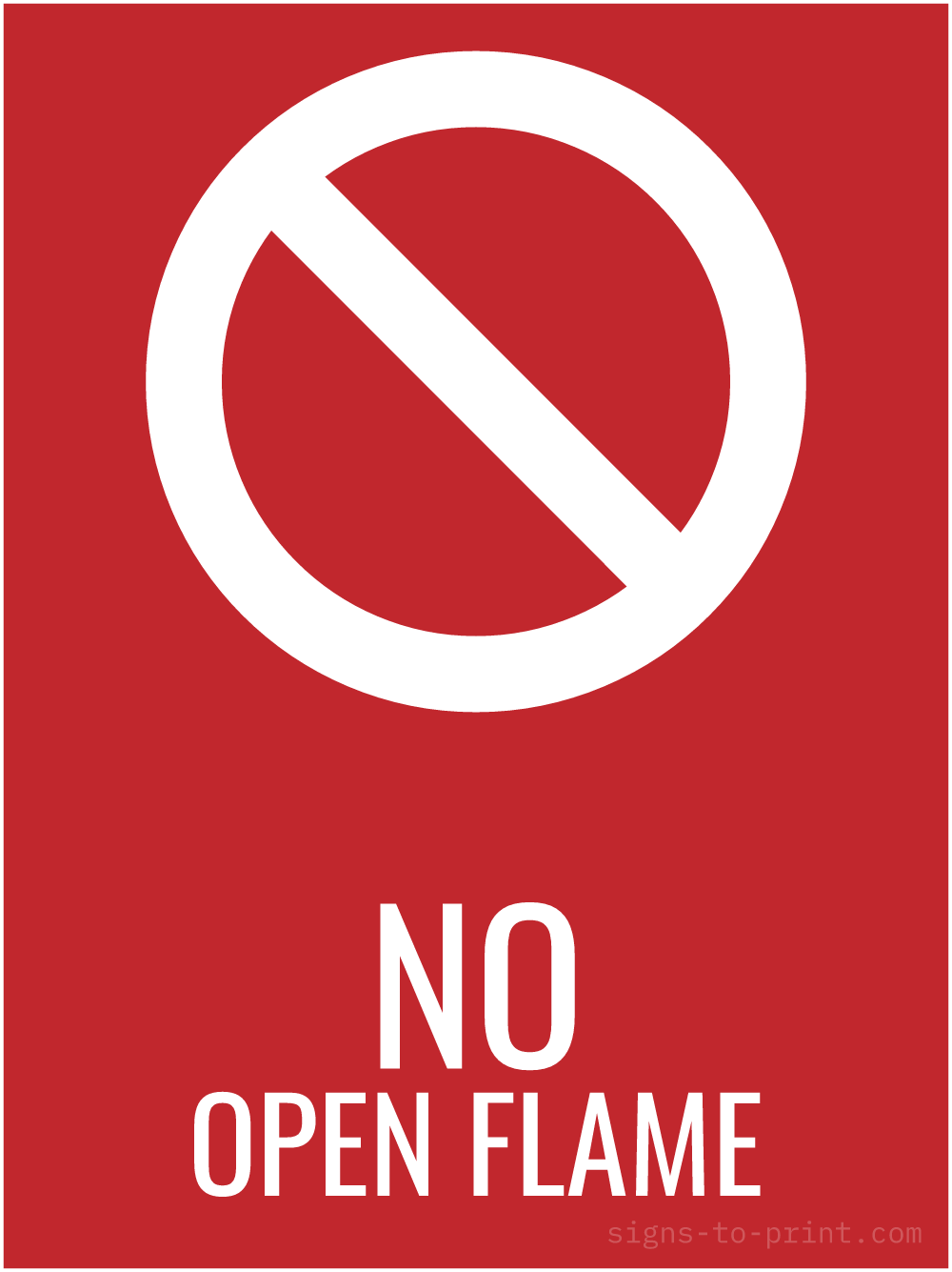 Free printable No Open Flame 18 x 24 sign, Red / White, 18 x 24 download