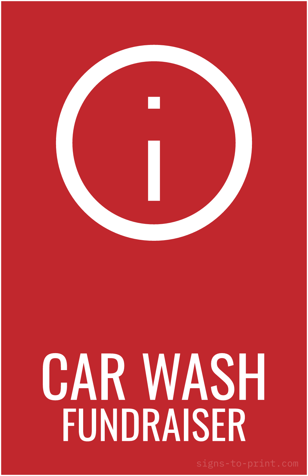 Free printable Car Wash Fundraiser 11 x 17 sign, Red / White, 11 x 17 download