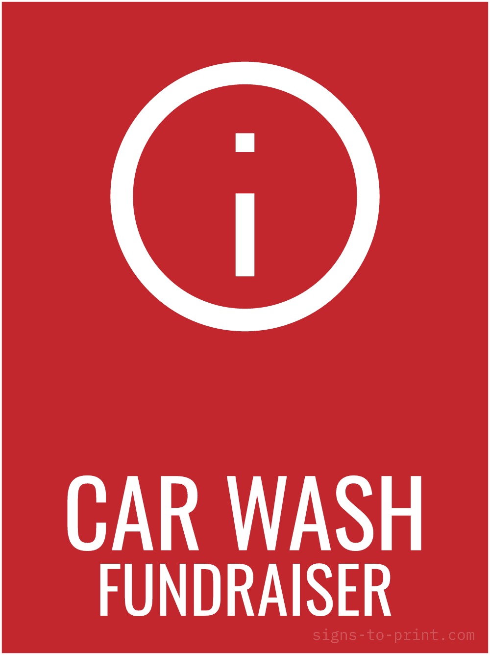Free printable Car Wash Fundraiser 18 x 24 sign, Red / White, 18 x 24 download