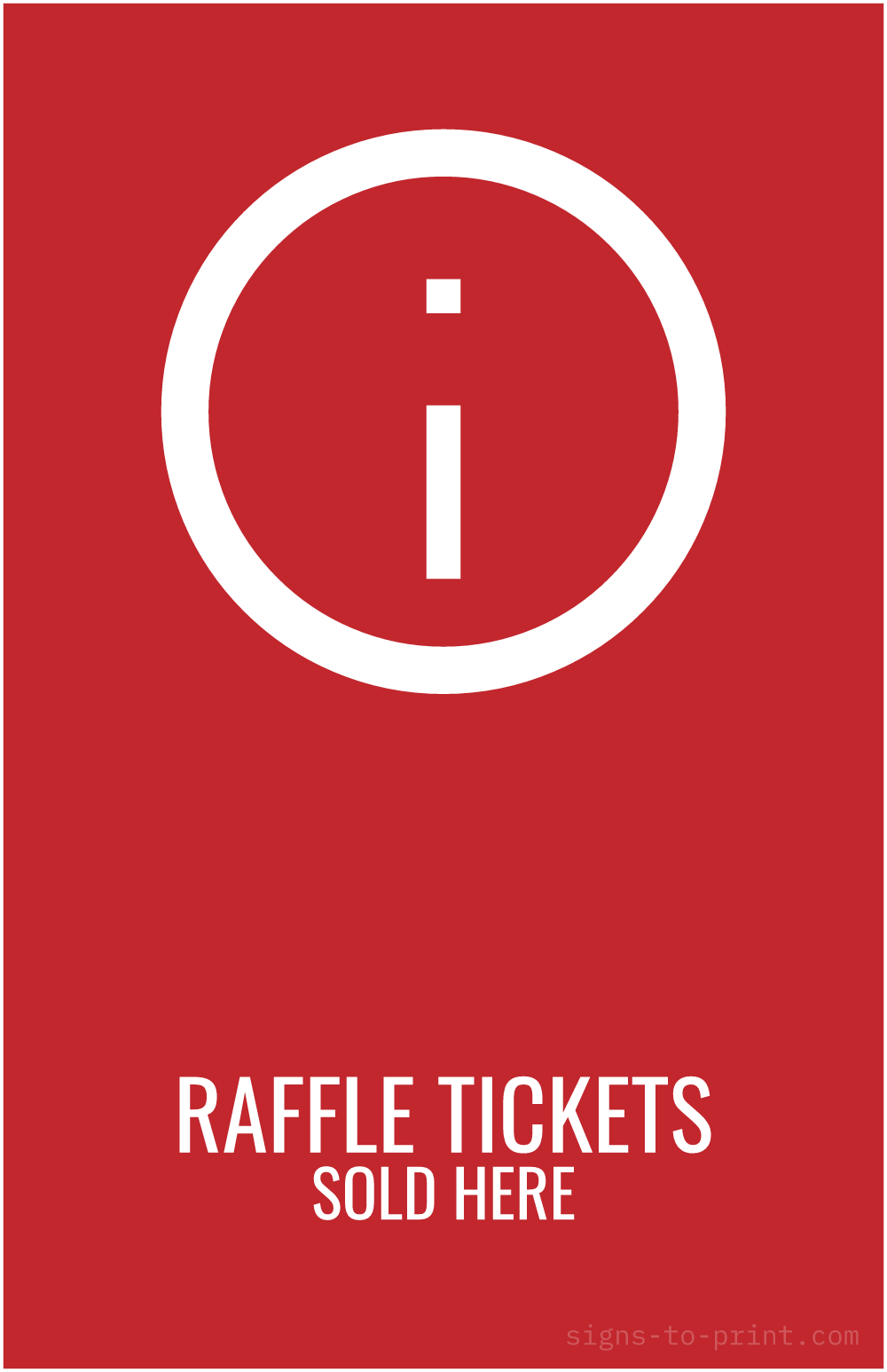 Free printable Raffle Tickets Sold Here 11 x 17 sign, Red / White, 11 x 17 download