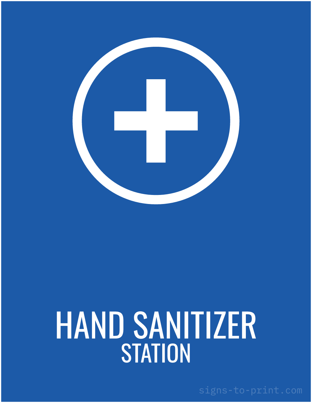 Free printable Hand Sanitizer Station sign, Blue / White, 8.5x11 in