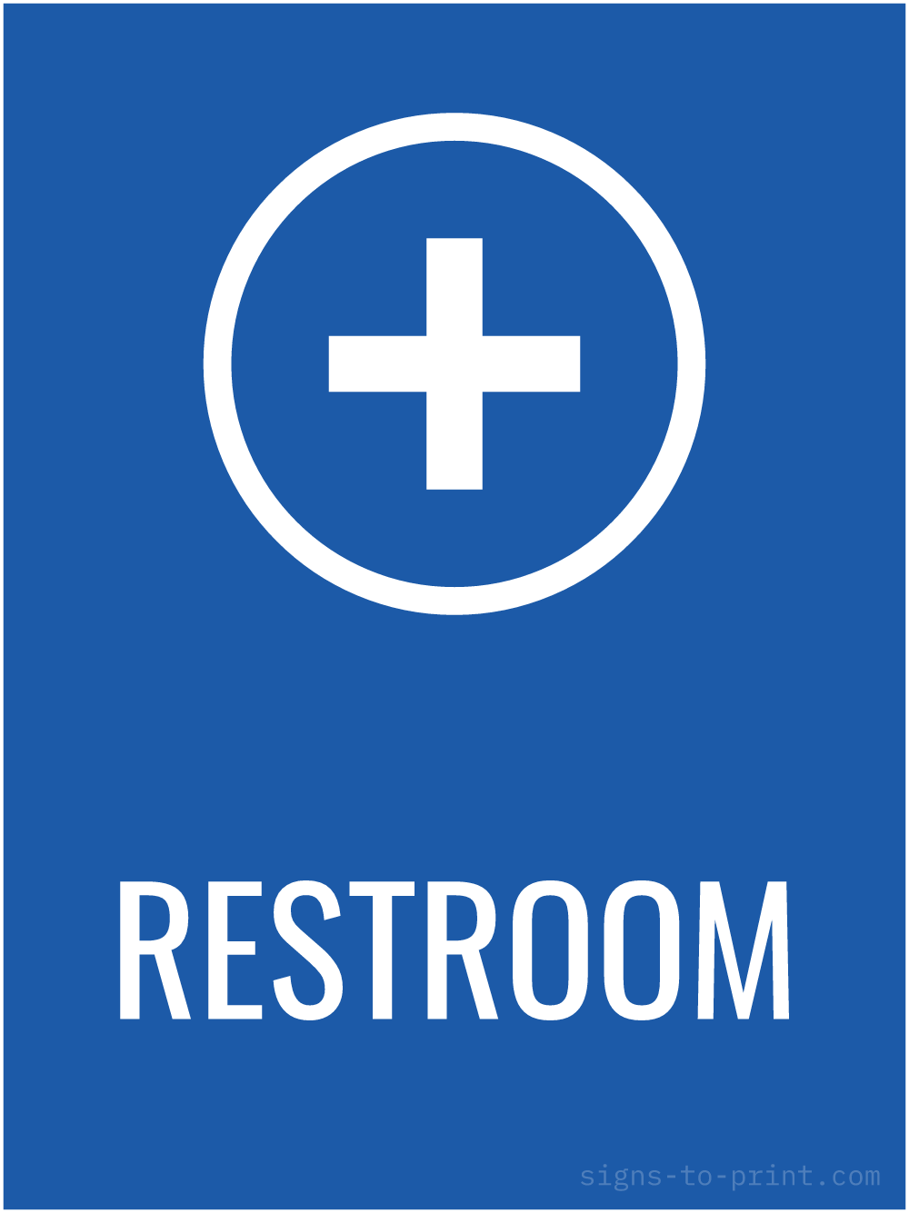 Free printable Restroom 18 x 24 sign, Blue / White, 18 x 24 download