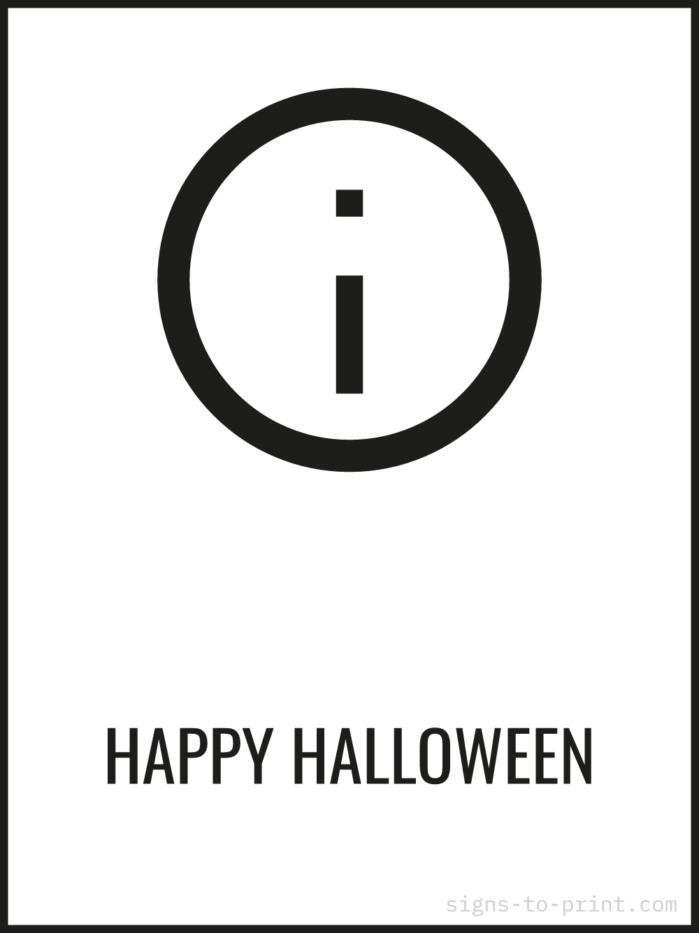 Free printable Happy Halloween 18 x 24 sign, Black / White, 18 x 24 download