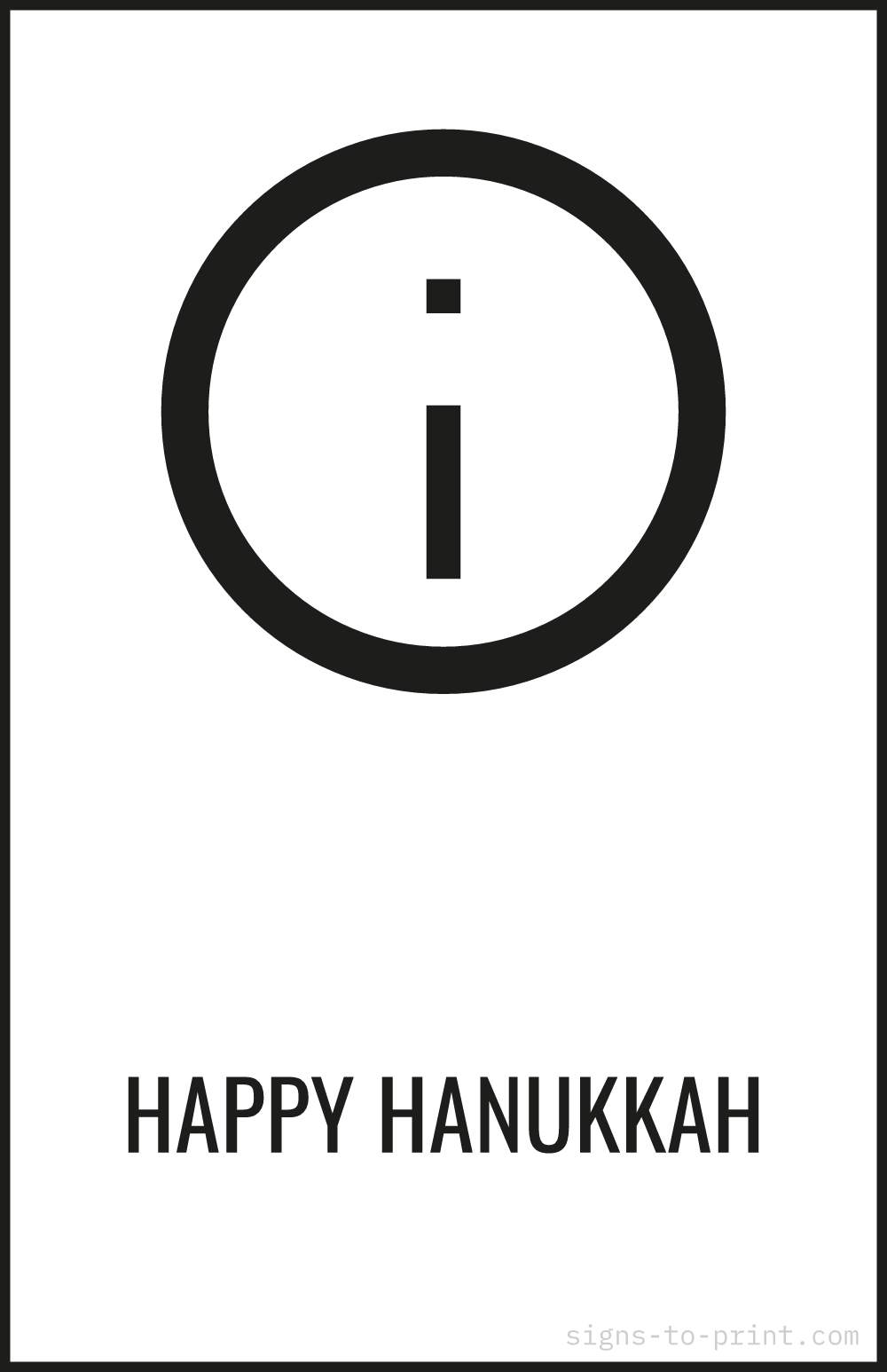 Free printable Happy Hanukkah 11 x 17 sign, Black / White, 11 x 17 download