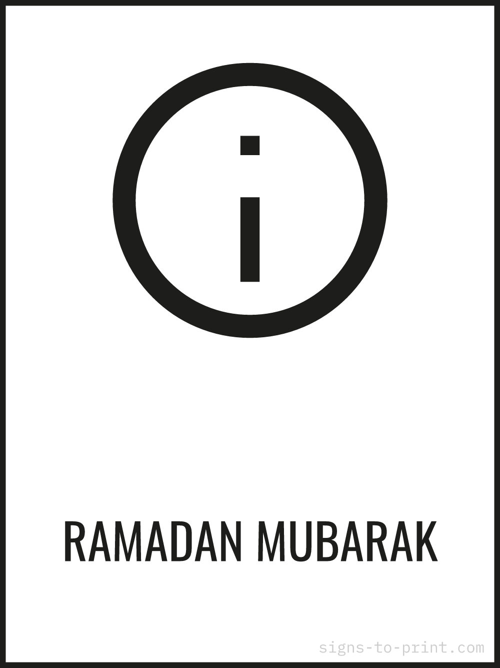 Free printable Ramadan Mubarak 18 x 24 sign, Black / White, 18 x 24 download