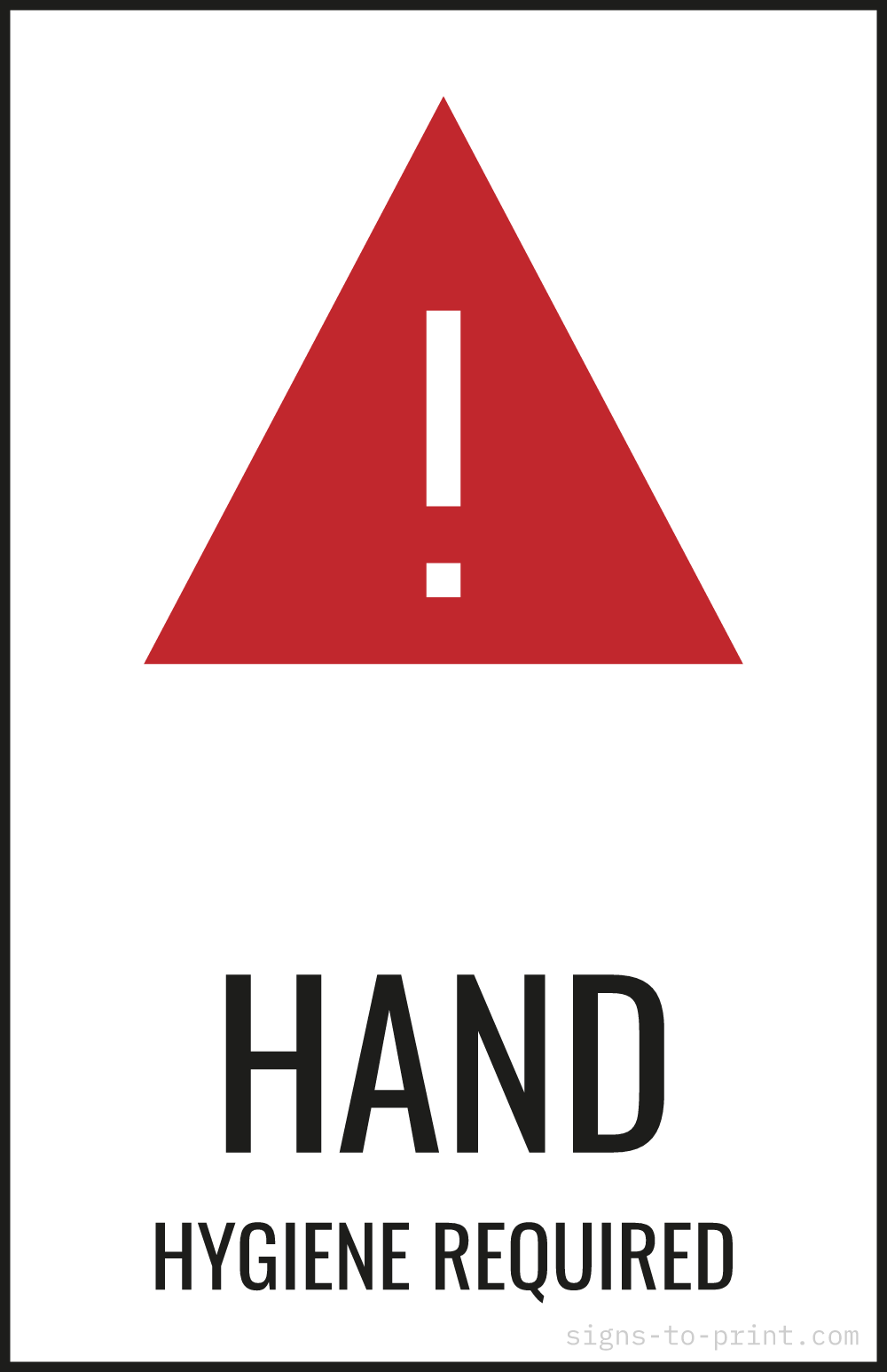 Free printable Hand Hygiene Required 11 x 17 sign, Red / White, 11 x 17 download