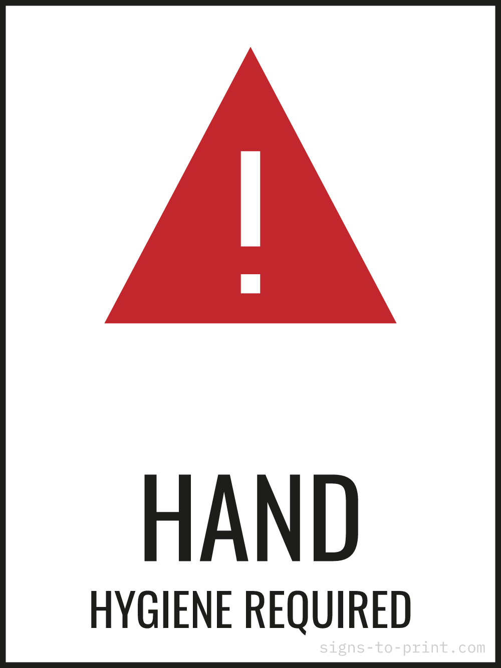 Free printable Hand Hygiene Required 18 x 24 sign, Red / White, 18 x 24 download