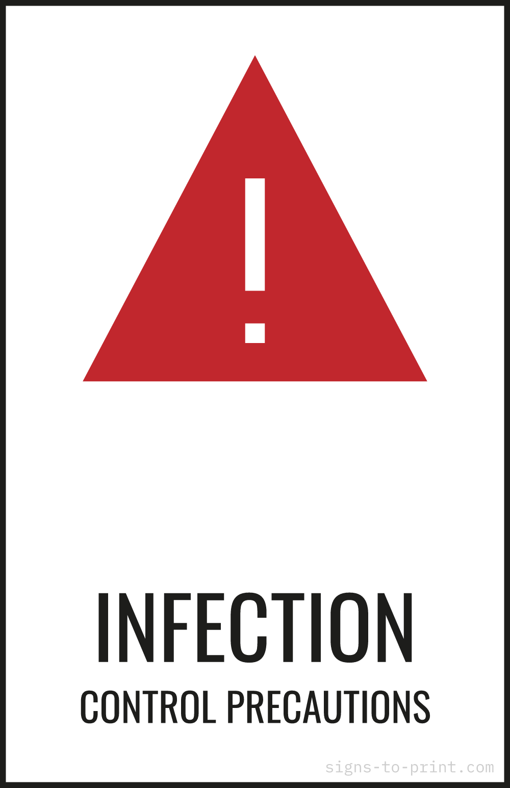 Free printable Infection Control Precautions 11 x 17 sign, Red / White, 11 x 17 download