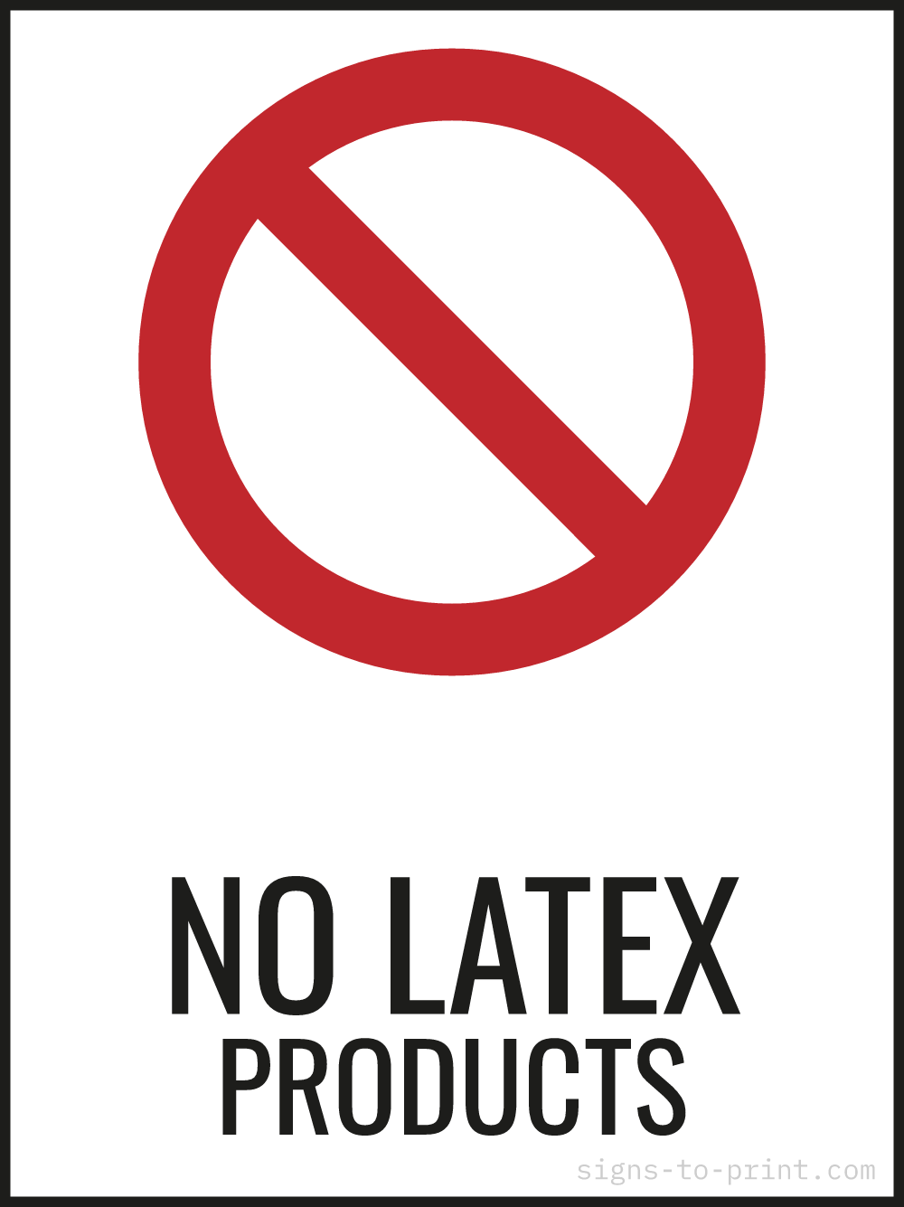 Free printable No Latex Products 18 x 24 sign, Red / White, 18 x 24 download