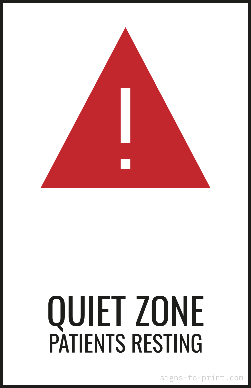 Free printable Quiet Zone Patients Resting 11 x 17 sign, Red / White, 11 x 17 download
