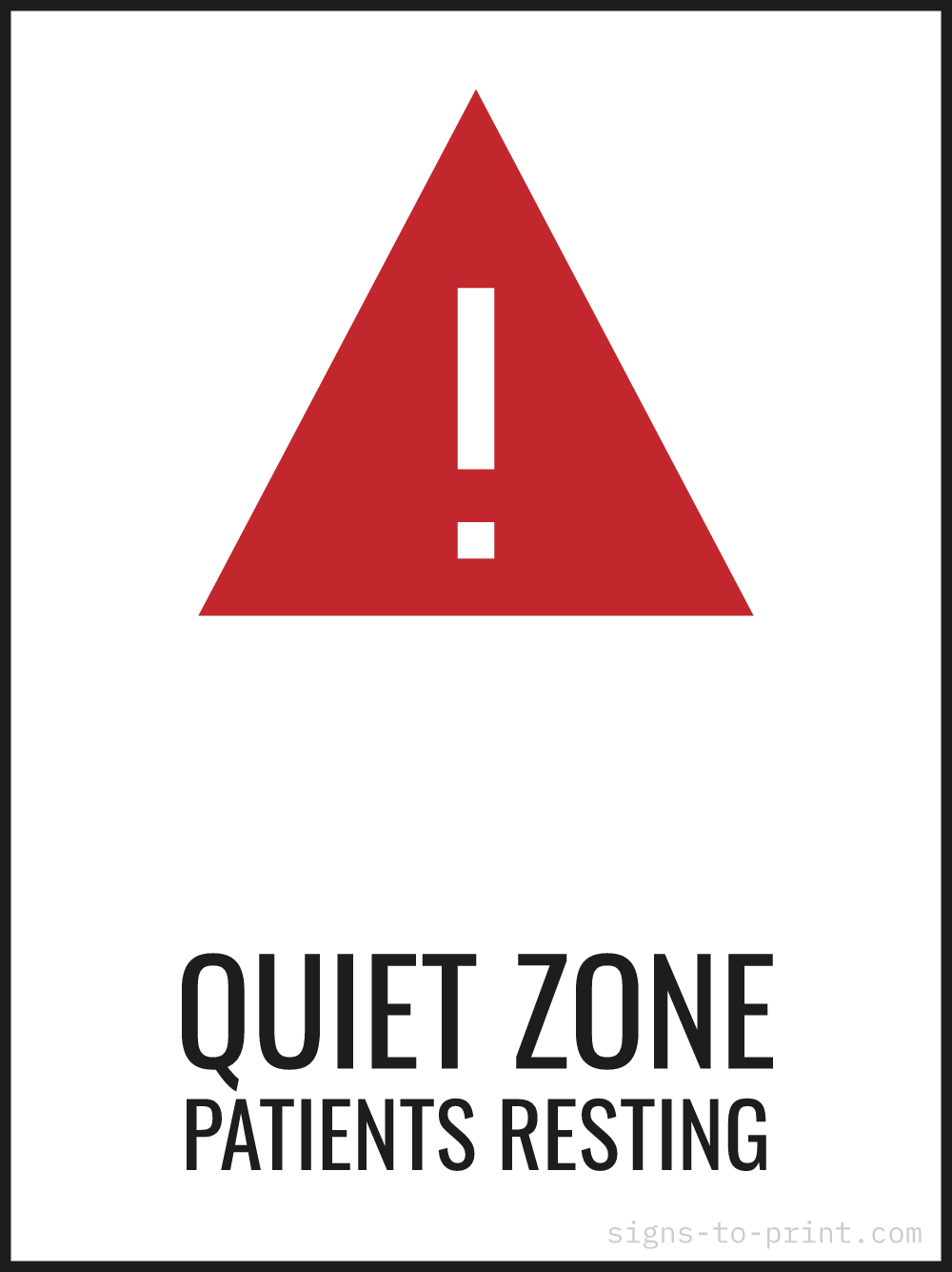 Free printable Quiet Zone Patients Resting 18 x 24 sign, Red / White, 18 x 24 download
