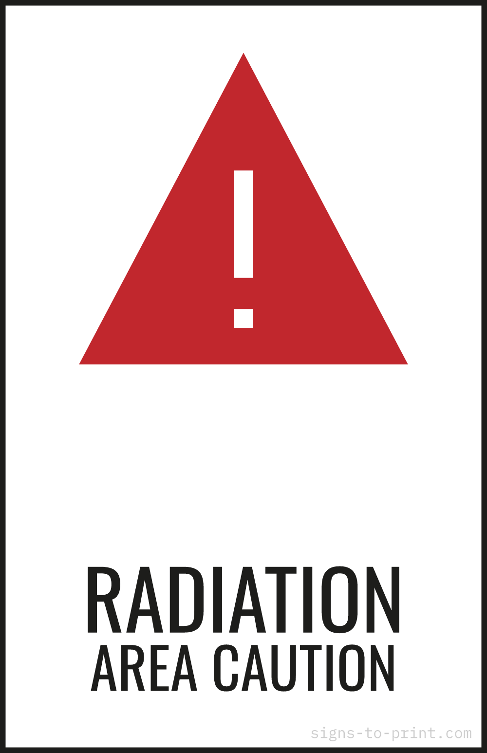 Free printable Radiation Area Caution 11 x 17 sign, Red / White, 11 x 17 download