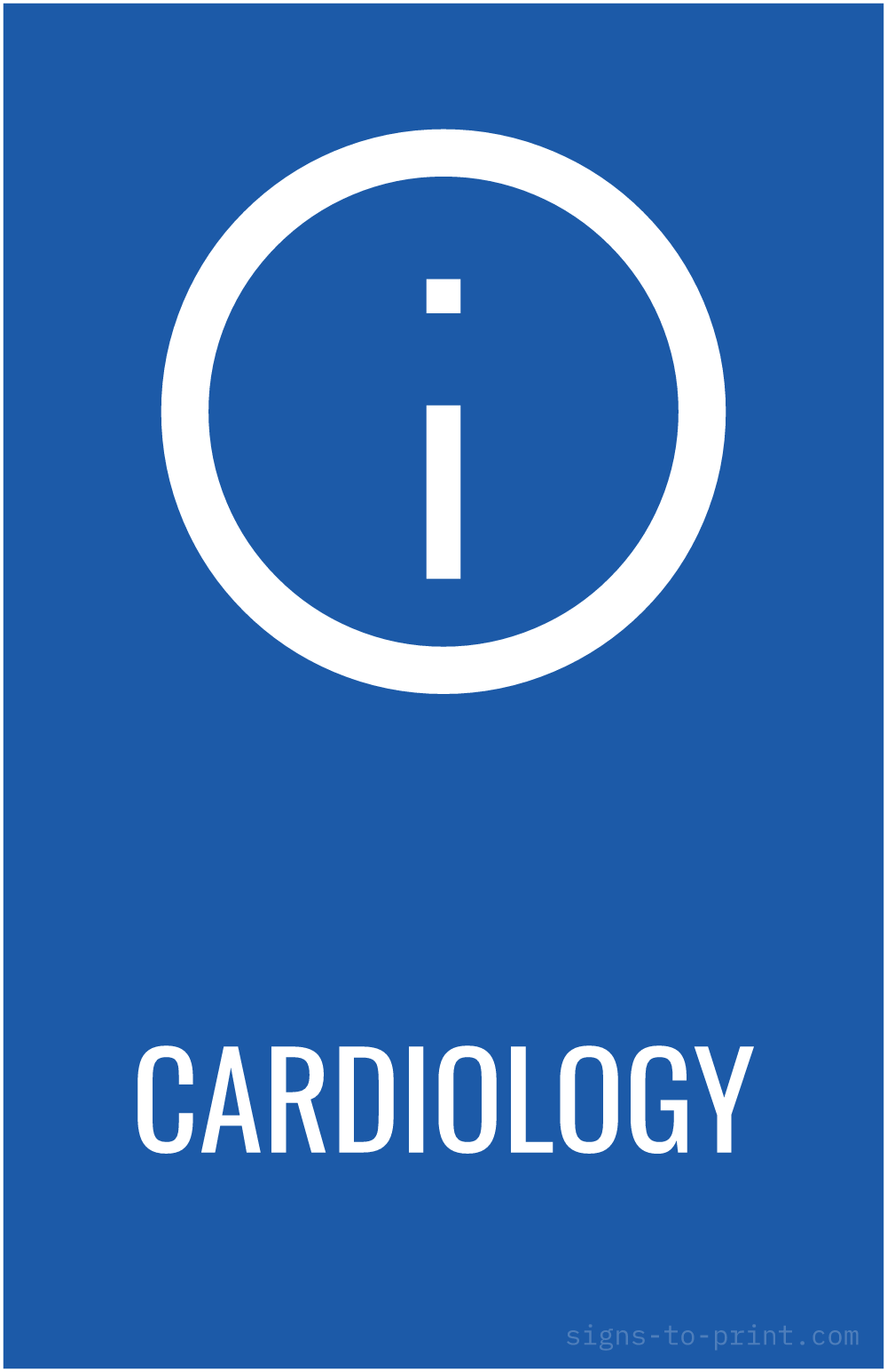 Free printable Cardiology 11 x 17 sign, Blue / White, 11 x 17 download