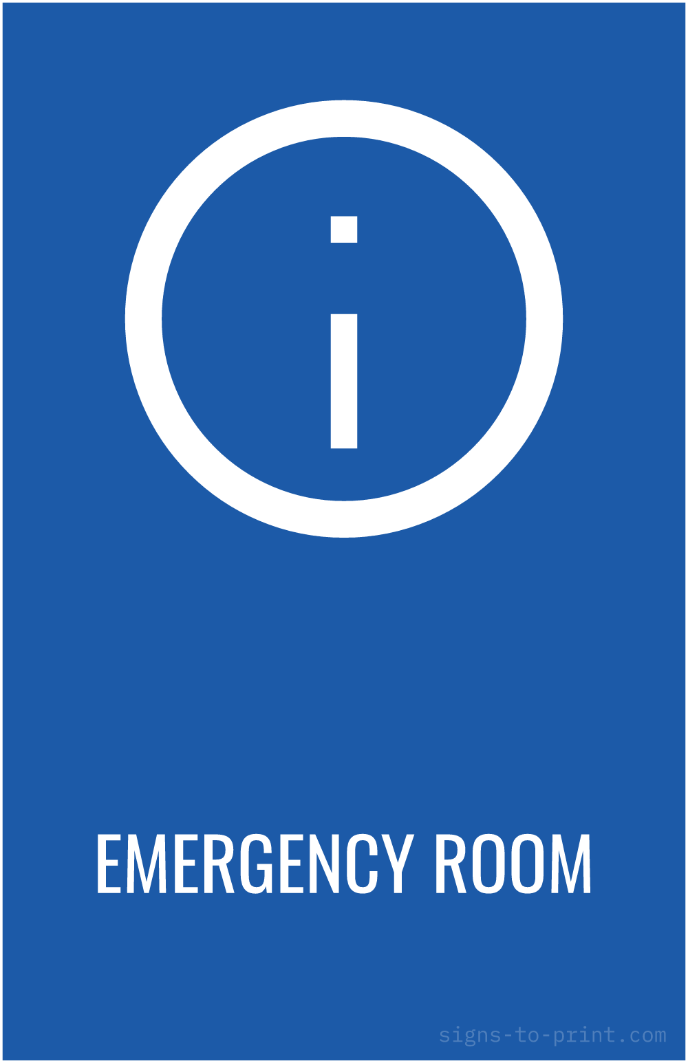 Free printable Emergency Room 11 x 17 sign, Blue / White, 11 x 17 download