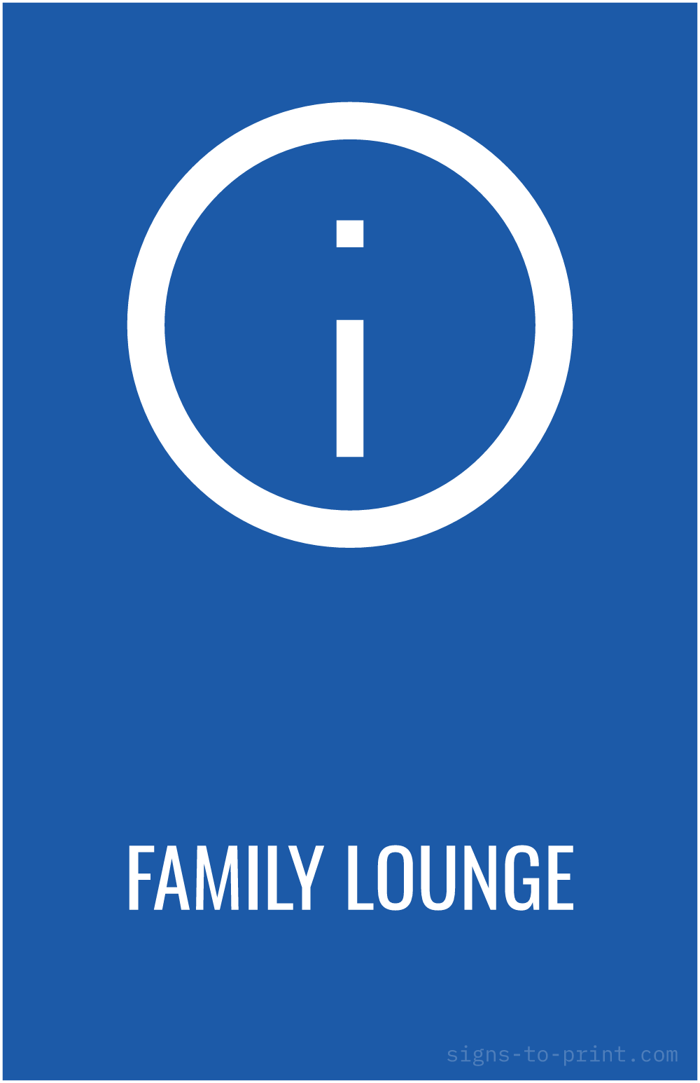 Free printable Family Lounge 11 x 17 sign, Blue / White, 11 x 17 download