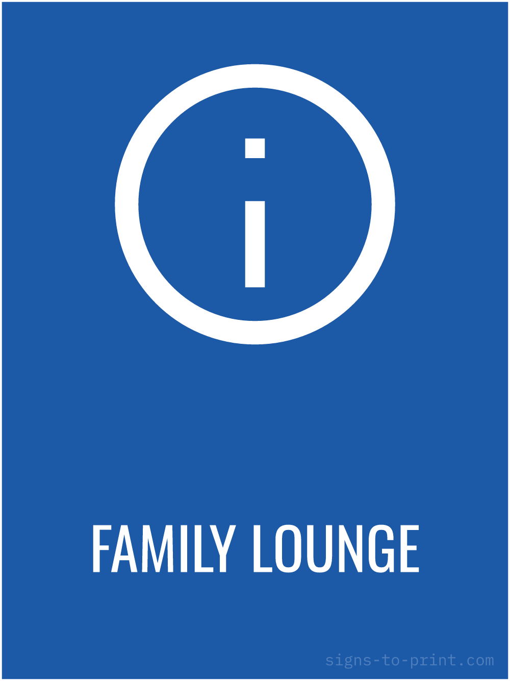 Free printable Family Lounge 18 x 24 sign, Blue / White, 18 x 24 download