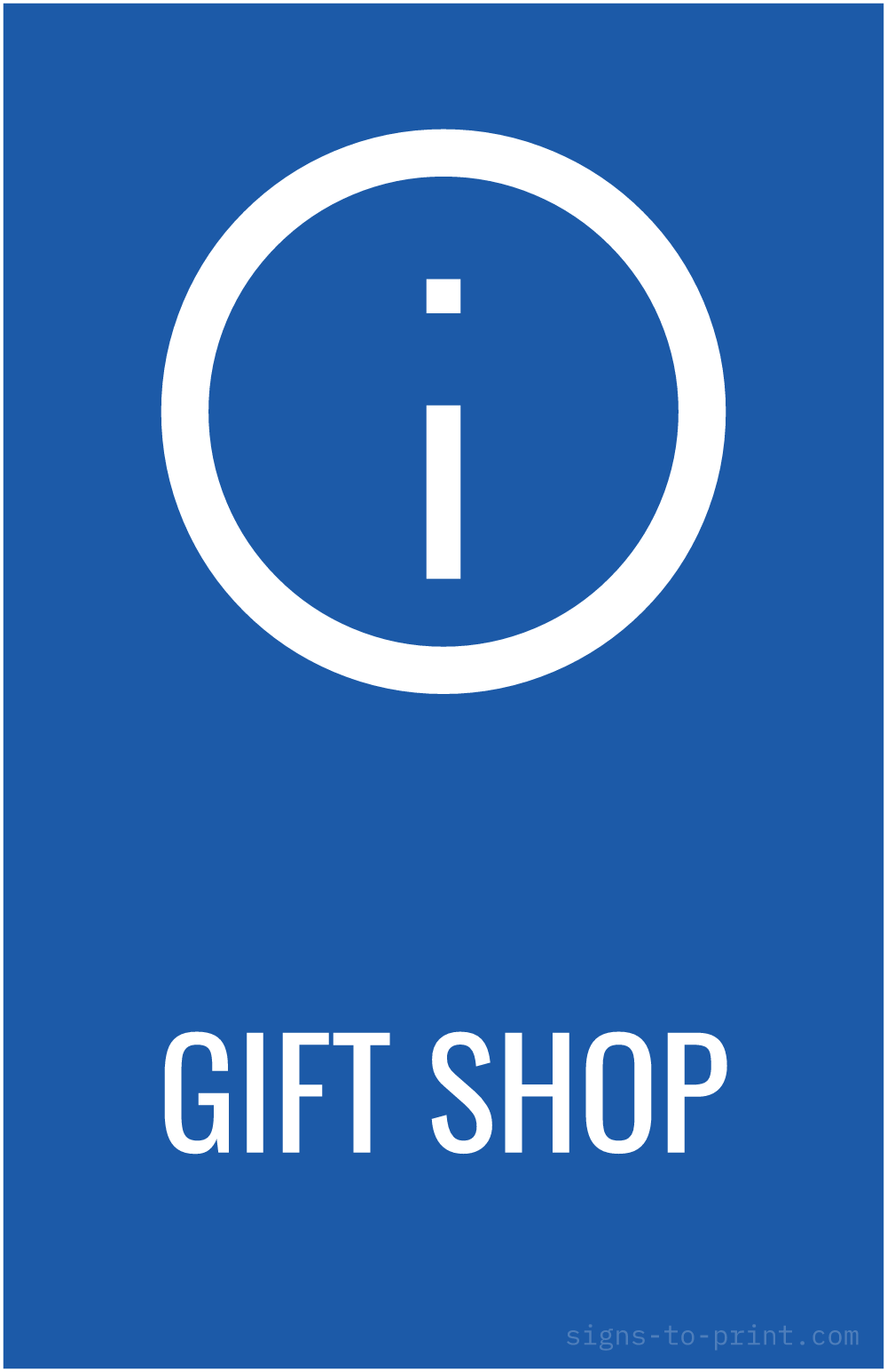 Free printable Gift Shop 11 x 17 sign, Blue / White, 11 x 17 download
