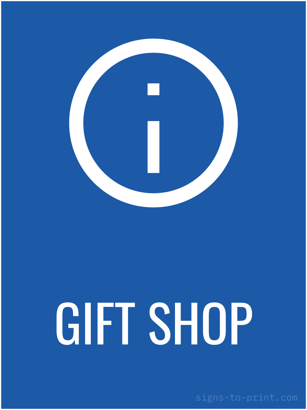 Free printable Gift Shop 18 x 24 sign, Blue / White, 18 x 24 download