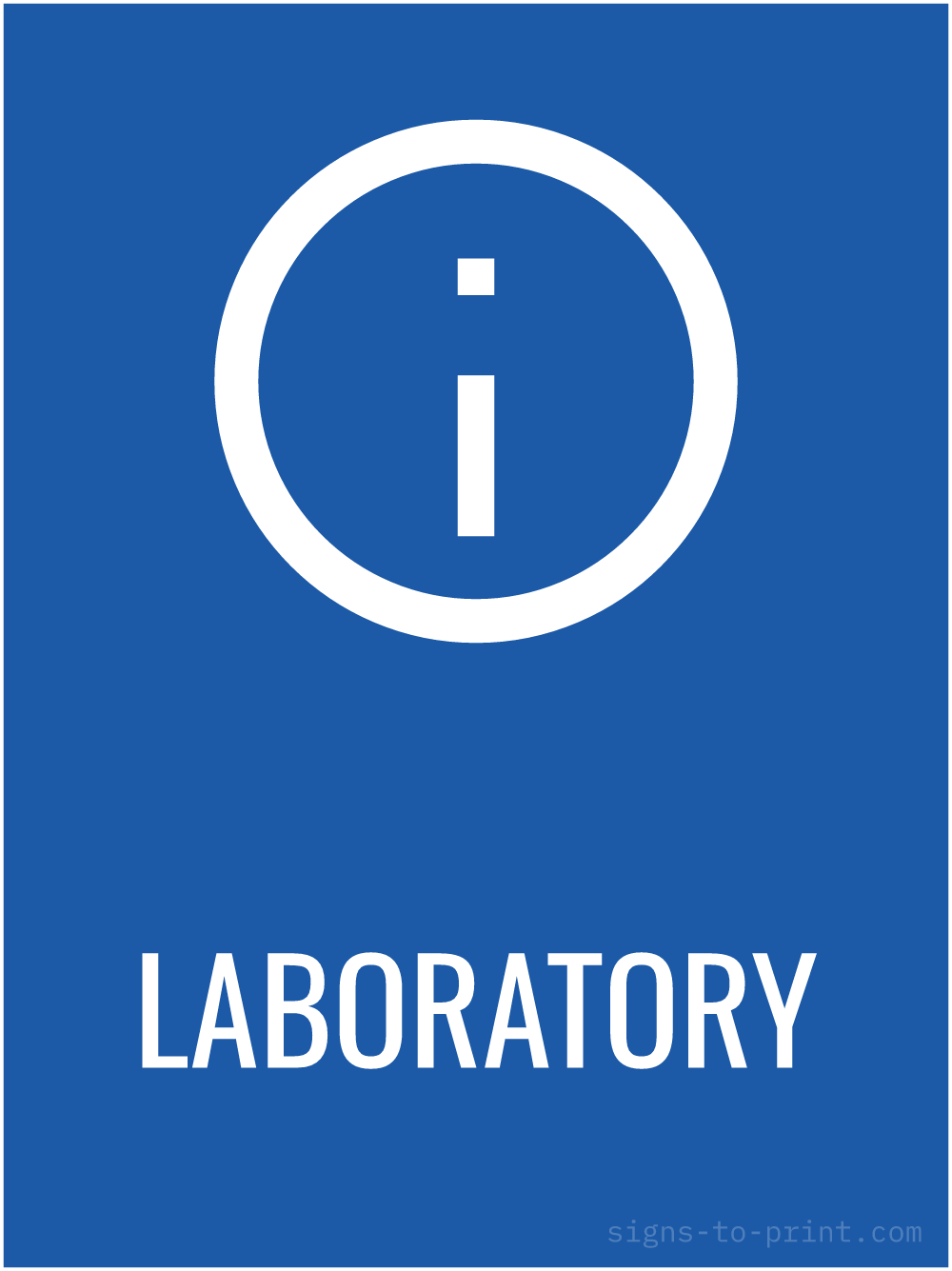 Free printable Laboratory 18 x 24 sign, Blue / White, 18 x 24 download