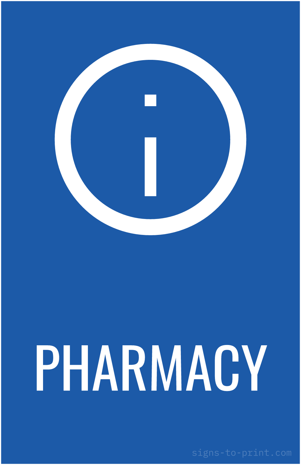 Free printable Pharmacy 11 x 17 sign, Blue / White, 11 x 17 download