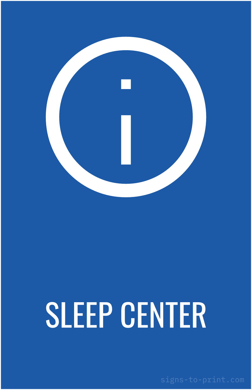 Free printable Sleep Center 11 x 17 sign, Blue / White, 11 x 17 download