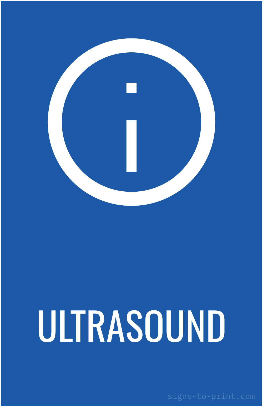 Free printable Ultrasound 11 x 17 sign, Blue / White, 11 x 17 download