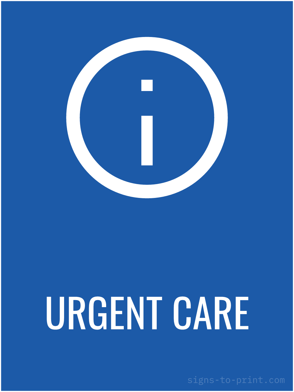 Free printable Urgent Care 18 x 24 sign, Blue / White, 18 x 24 download