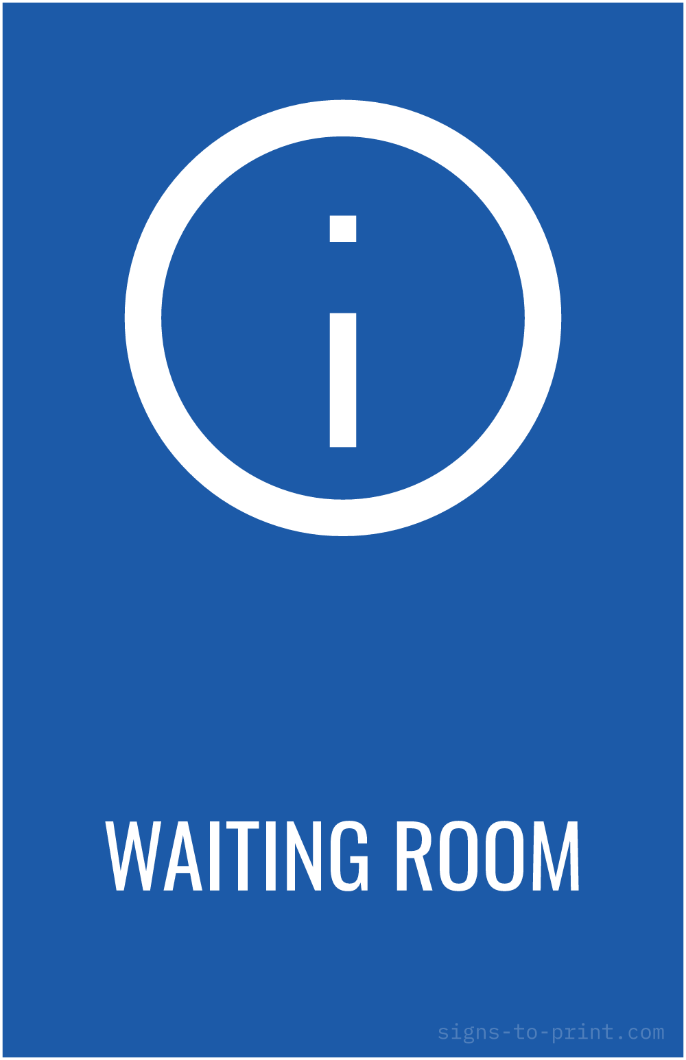 Free printable Waiting Room 11 x 17 sign, Blue / White, 11 x 17 download
