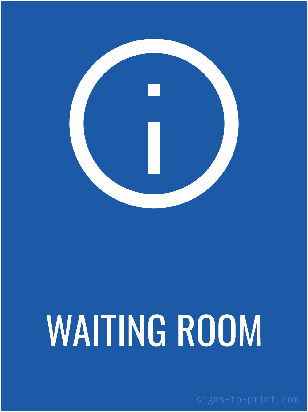 Free printable Waiting Room 18 x 24 sign, Blue / White, 18 x 24 download