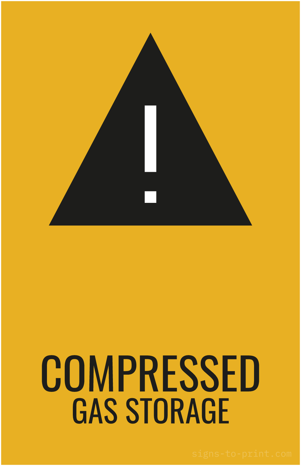 Free printable Compressed Gas Storage 11 x 17 sign, Orange / Black, 11 x 17 download