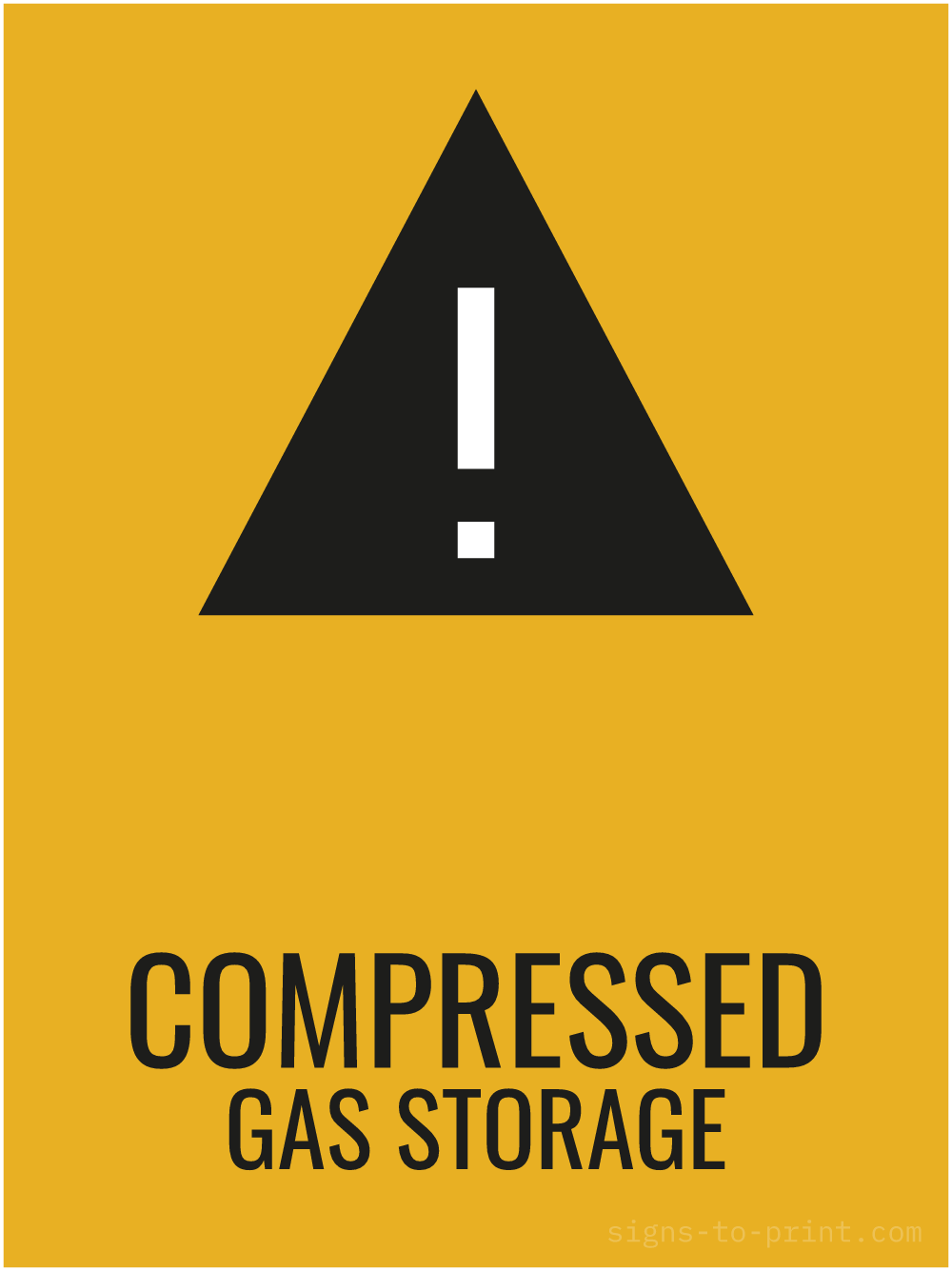 Free printable Compressed Gas Storage 18 x 24 sign, Orange / Black, 18 x 24 download