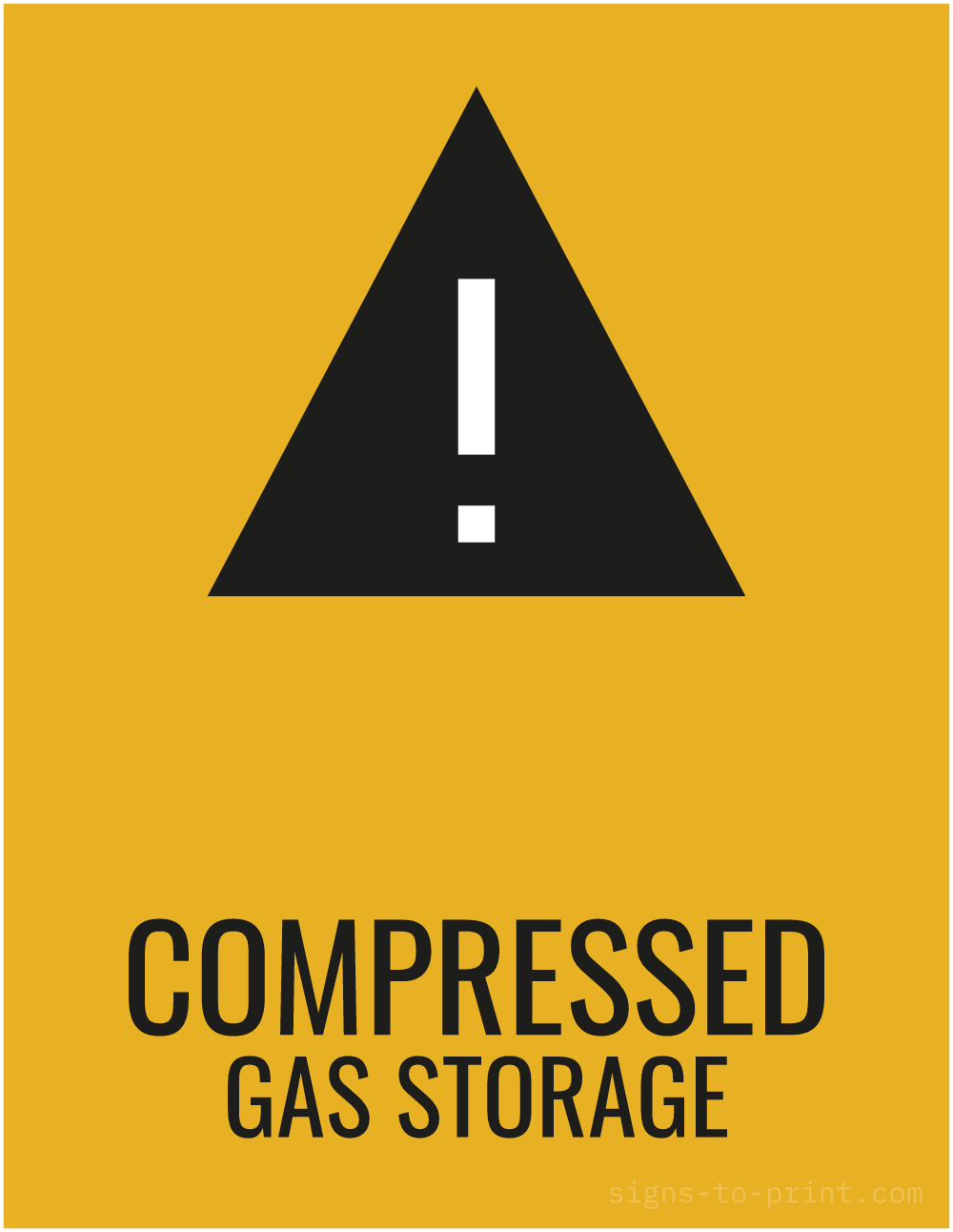 Free printable Compressed Gas Storage 8.5 x 11 sign, Orange / Black, 8.5 x 11 download