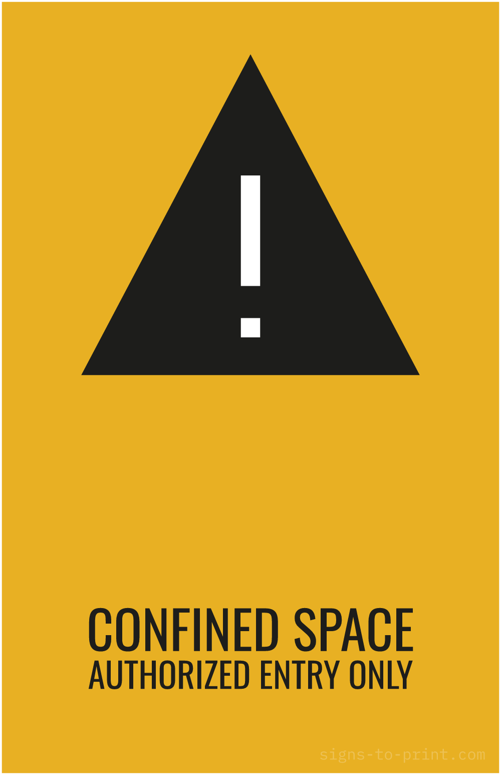 Free printable Confined Space Authorized Entry Only 11 x 17 sign, Orange / Black, 11 x 17 download