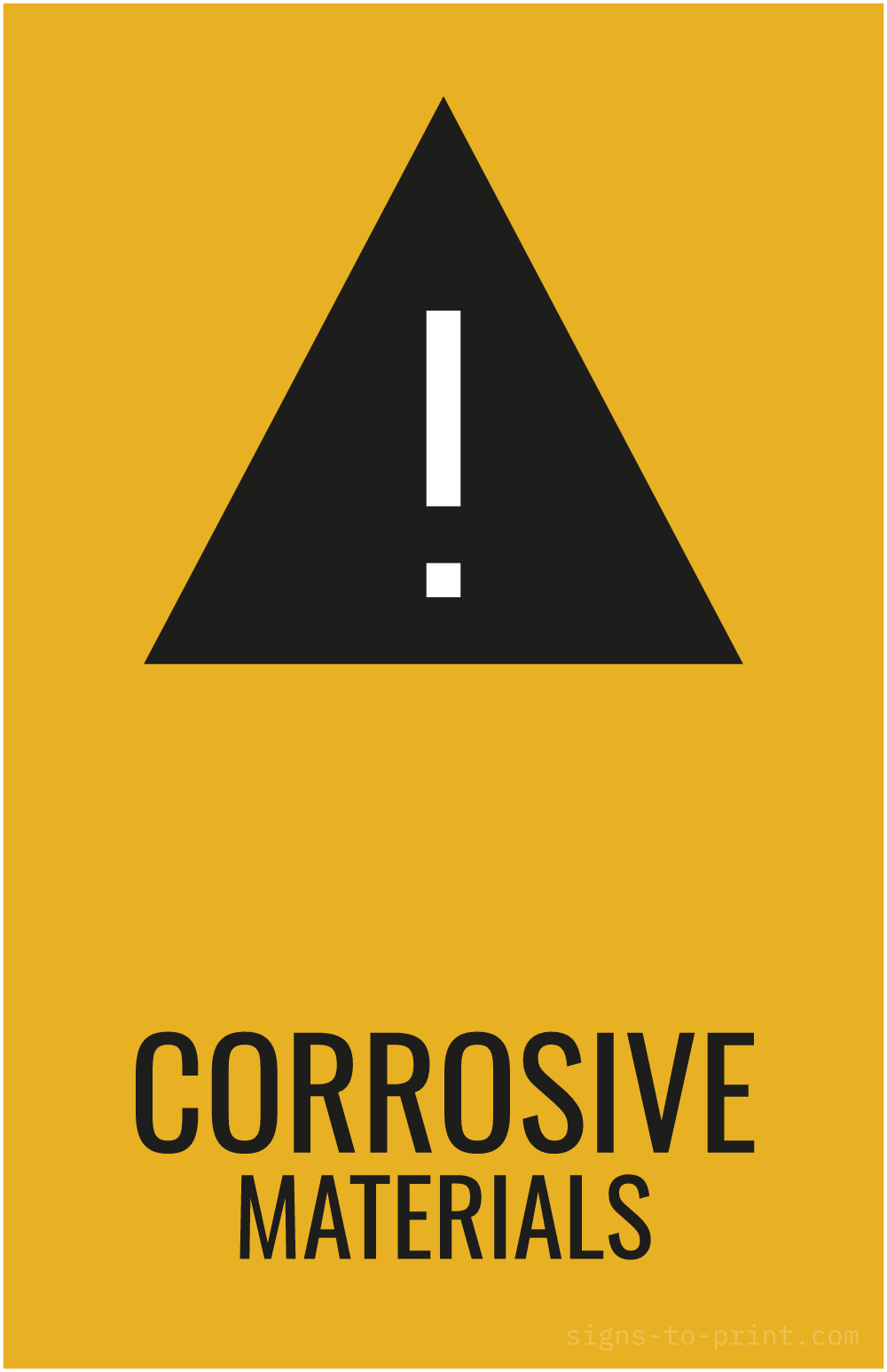 Free printable Corrosive Materials 11 x 17 sign, Orange / Black, 11 x 17 download