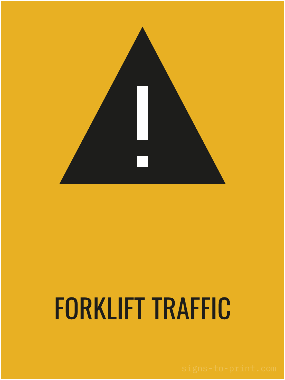 Free printable Forklift Traffic 18 x 24 sign, Orange / Black, 18 x 24 download