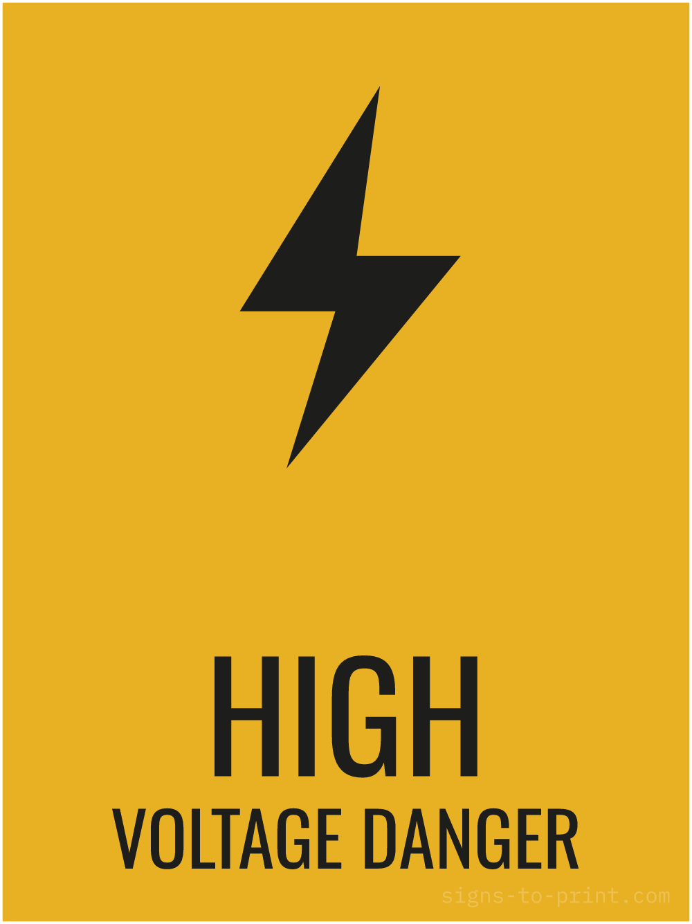 Free printable High Voltage Danger 18 x 24 sign, Orange / Black, 18 x 24 download