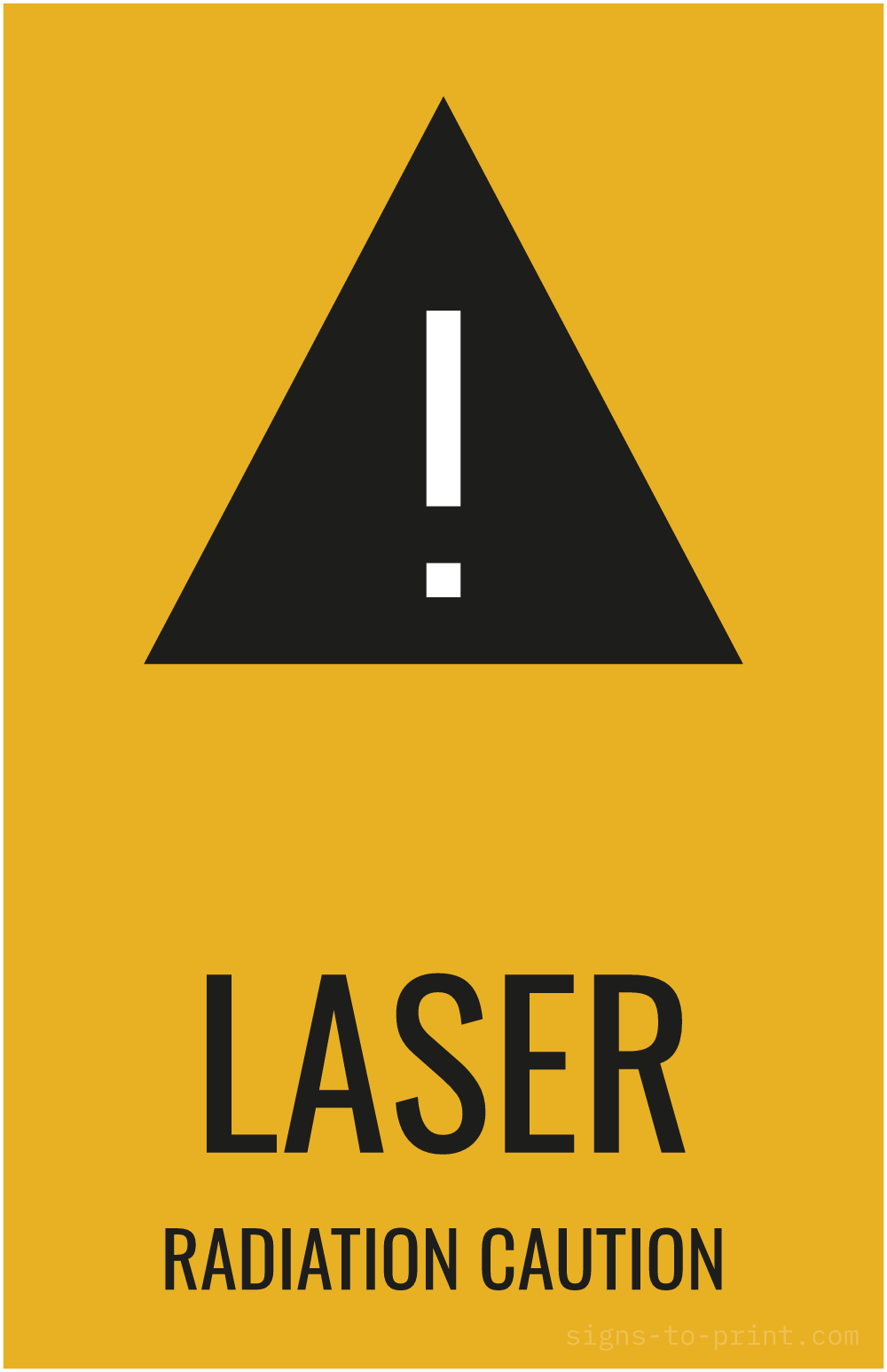 Free printable Laser Radiation Caution 11 x 17 sign, Orange / Black, 11 x 17 download