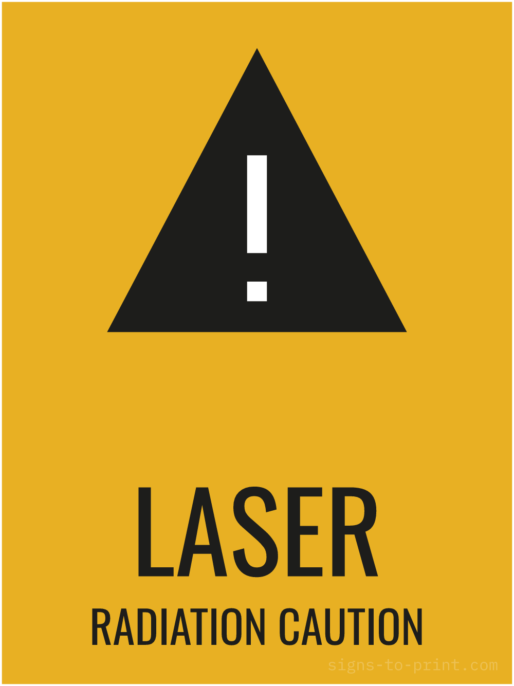 Free printable Laser Radiation Caution 18 x 24 sign, Orange / Black, 18 x 24 download
