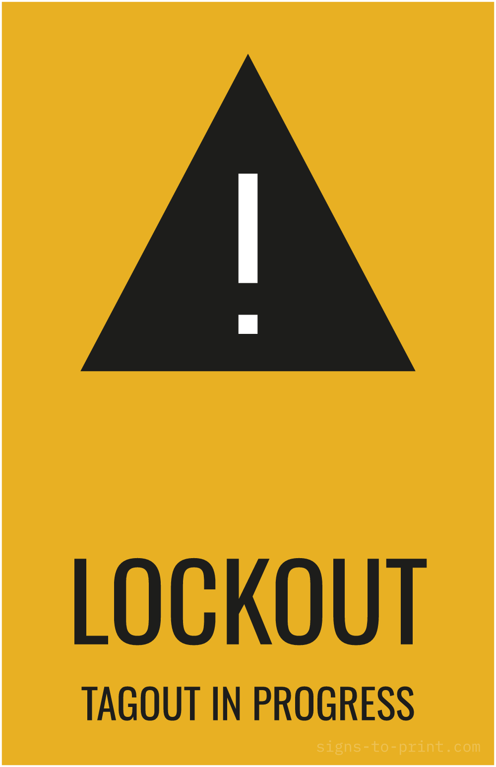 Free printable Lockout Tagout in Progress 11 x 17 sign, Orange / Black, 11 x 17 download