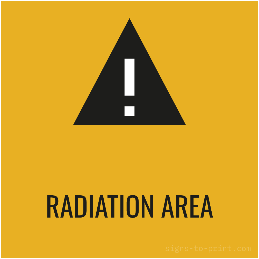 Free printable Radiation Area sign, Orange / Black, 12x12 in