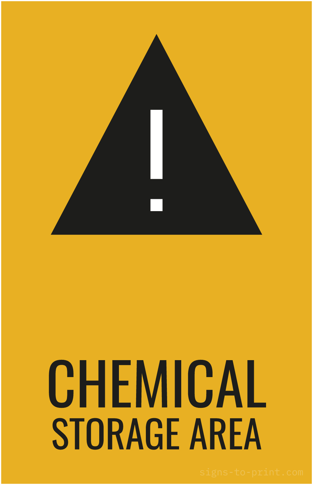 Free printable Chemical Storage Area 11 x 17 sign, Orange / Black, 11 x 17 download