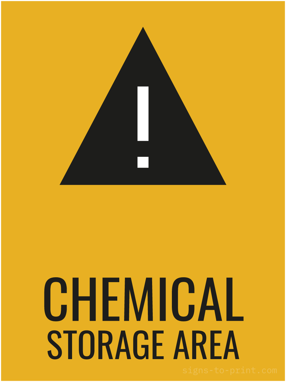 Free printable Chemical Storage Area 18 x 24 sign, Orange / Black, 18 x 24 download