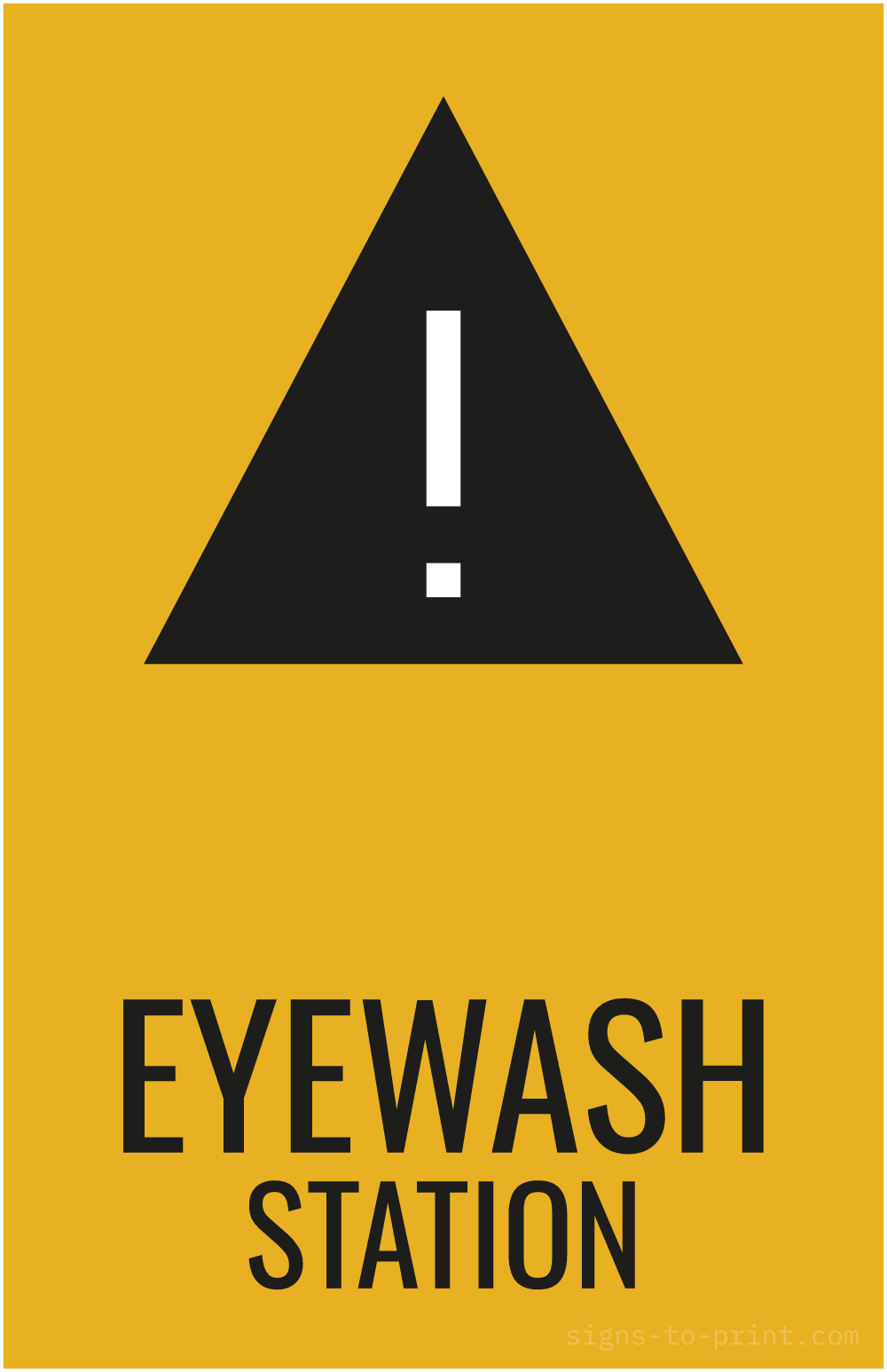 Free printable Eyewash Station 11 x 17 sign, Orange / Black, 11 x 17 download