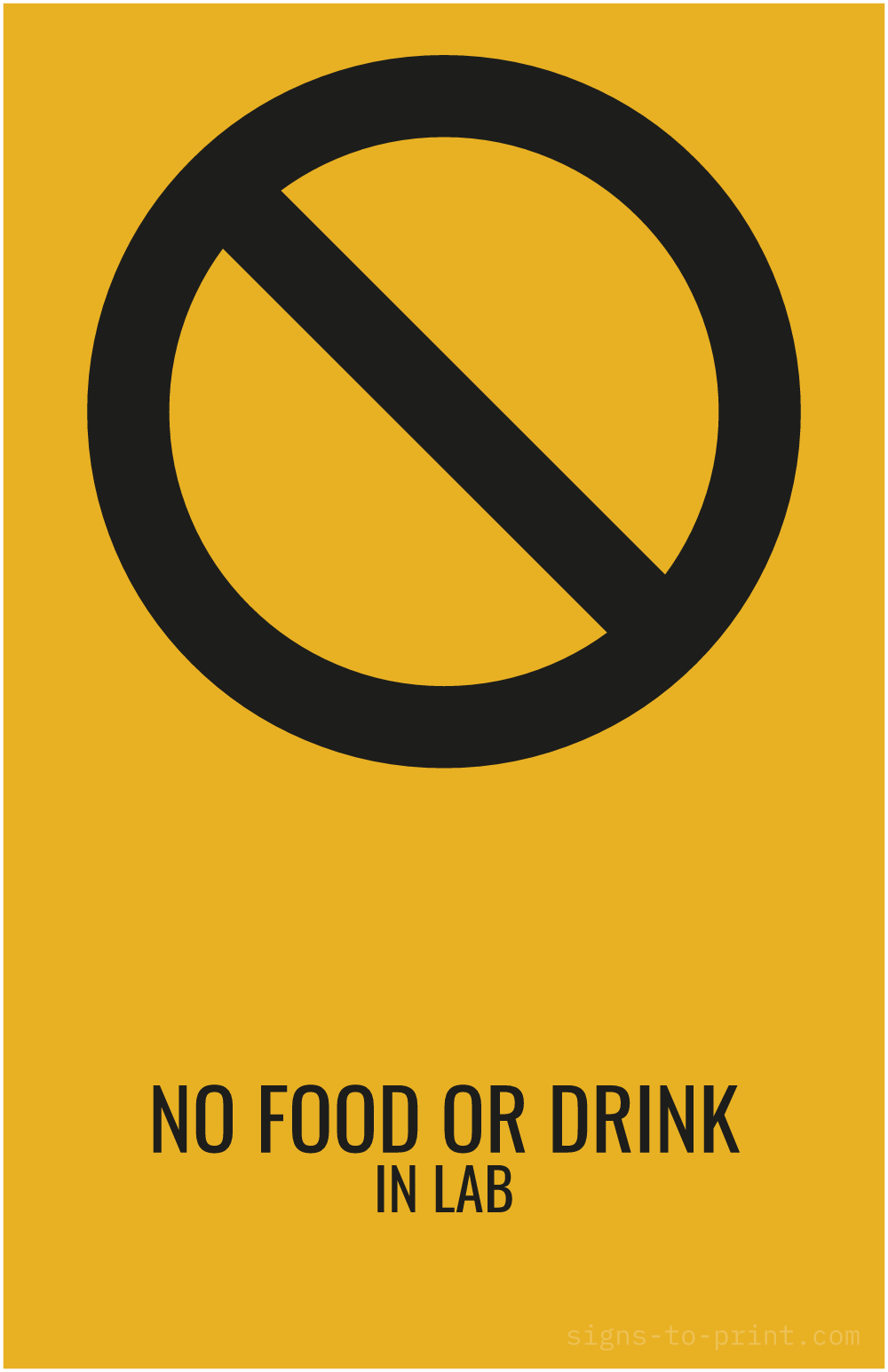 Free printable No Food or Drink in Lab 11 x 17 sign, Orange / Black, 11 x 17 download