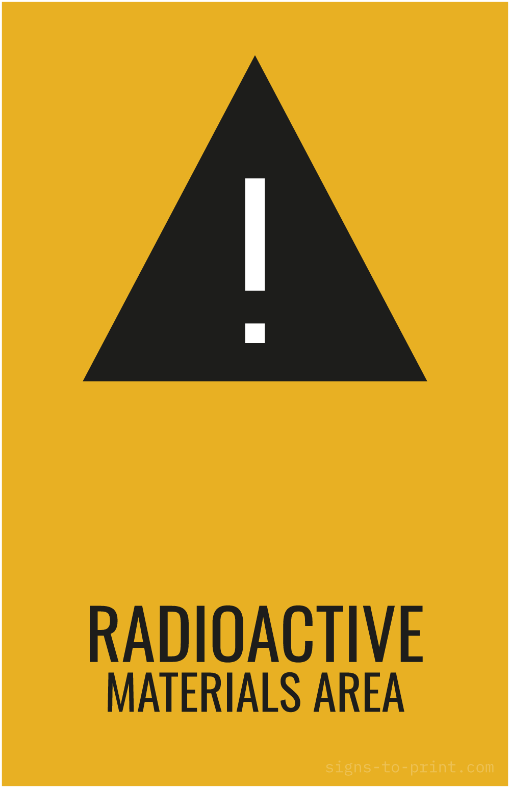 Free printable Radioactive Materials Area 11 x 17 sign, Orange / Black, 11 x 17 download