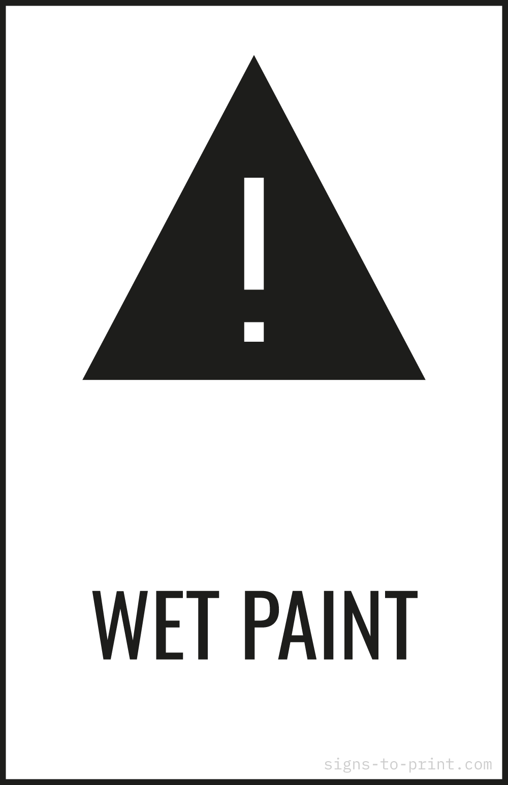 Free printable Wet Paint 11 x 17 sign, Black / White, 11 x 17 download