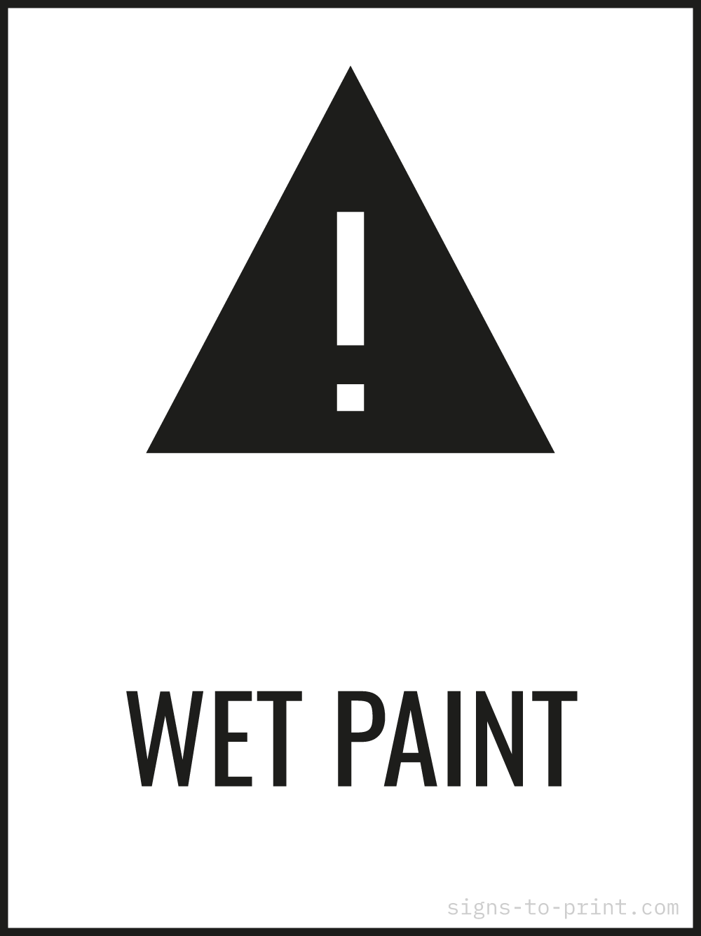 Free printable Wet Paint 18 x 24 sign, Black / White, 18 x 24 download
