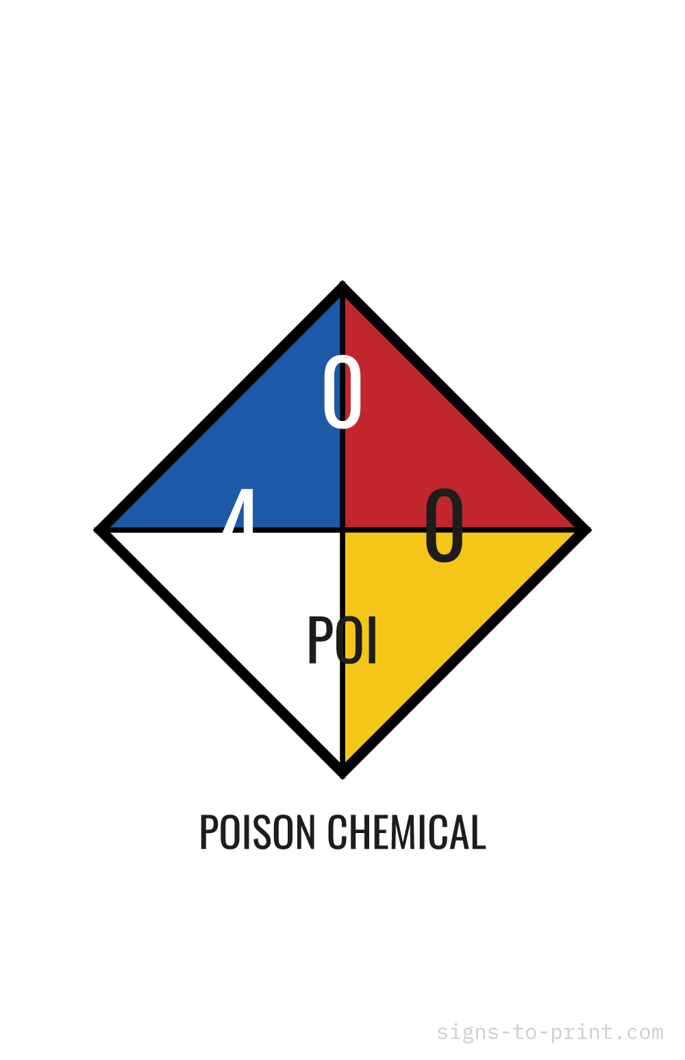 Free printable Poison Chemical NFPA 704 11 x 17 sign, NFPA 704 Standard, 11 x 17 download