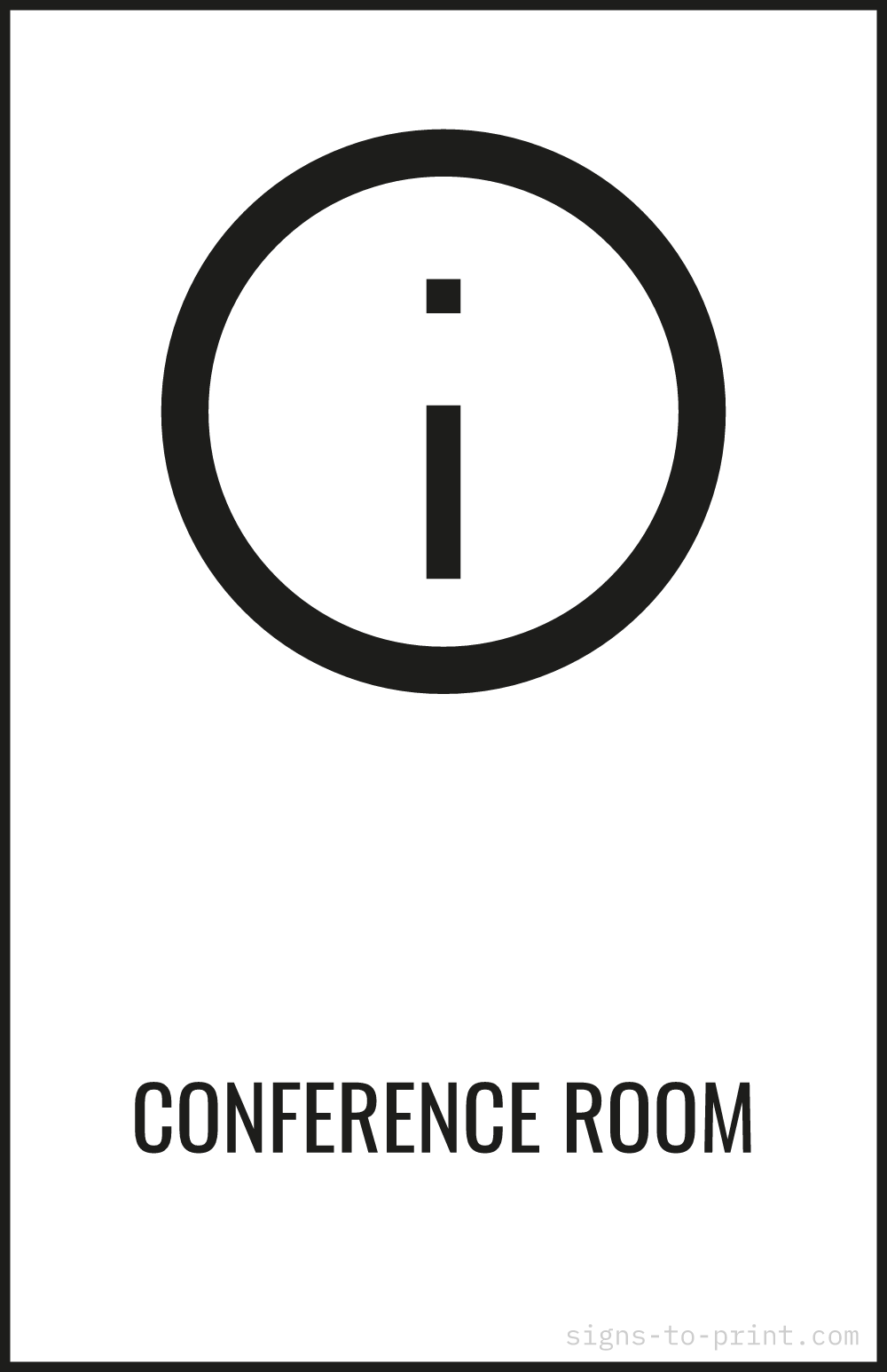 Free printable Conference Room 11 x 17 sign, Black / White, 11 x 17 download